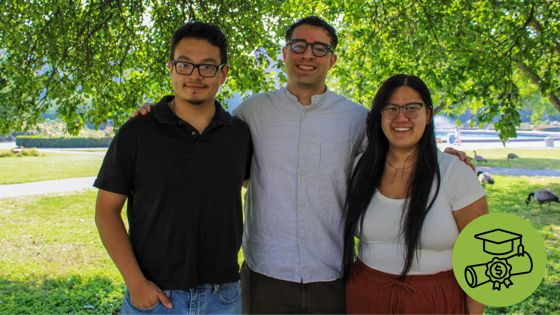 Photo of Grad Fellows with Icon in bottom right corner